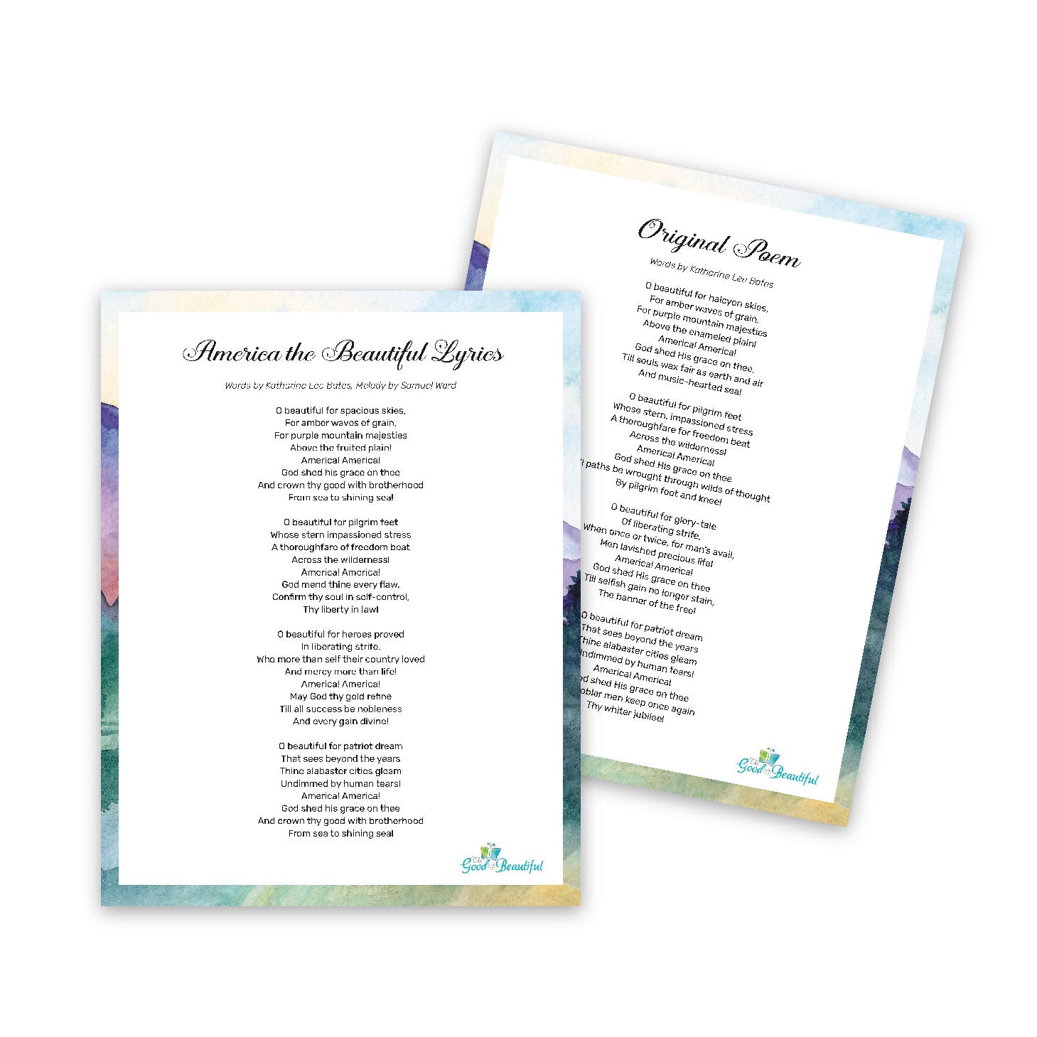 Image America the Beautiful Lyrics Printable