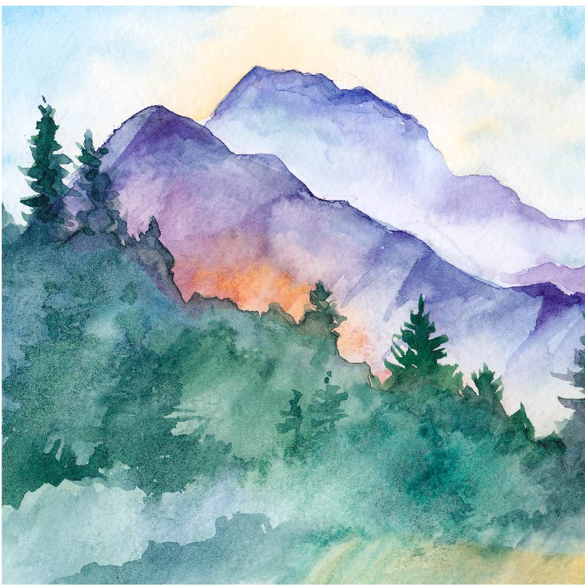 Graphic of Watercolor Mountains