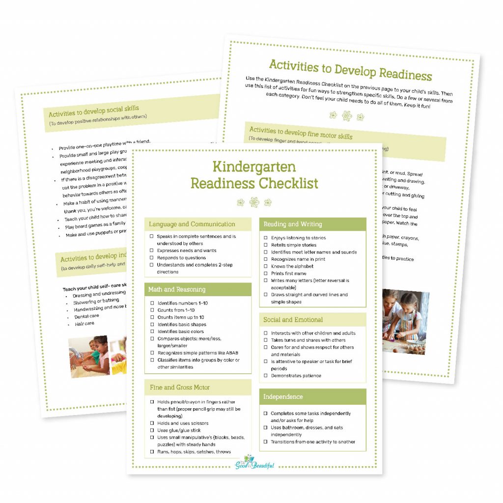 Kindergarten Readiness Checklist - The Good and the Beautiful