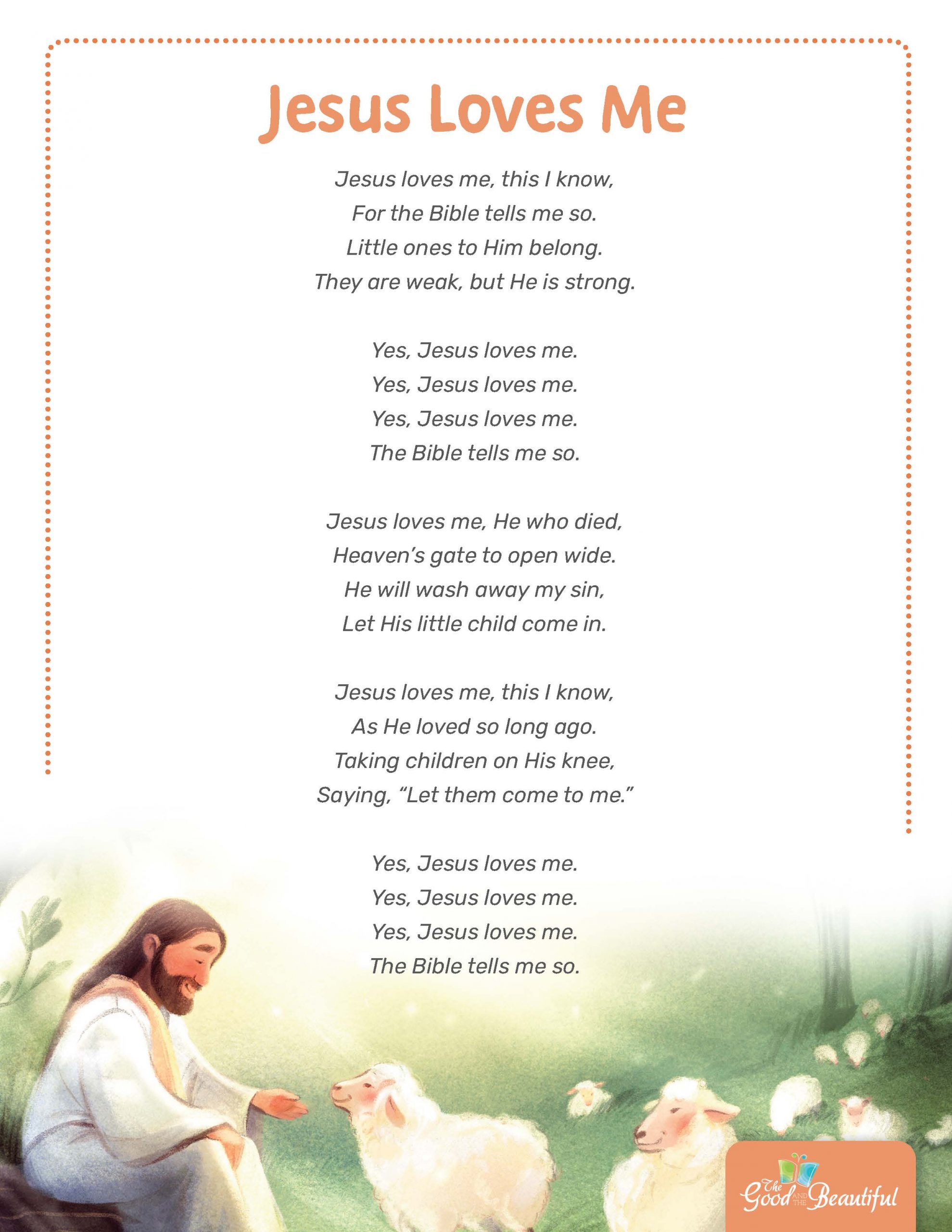 Nursery Rhyme Songs Jesus Loves Me The Good And The Beautiful
