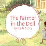 Illustration of Family sitting at Dinner Table in Pasture for The Farmer in the Dell Lyrics and Story